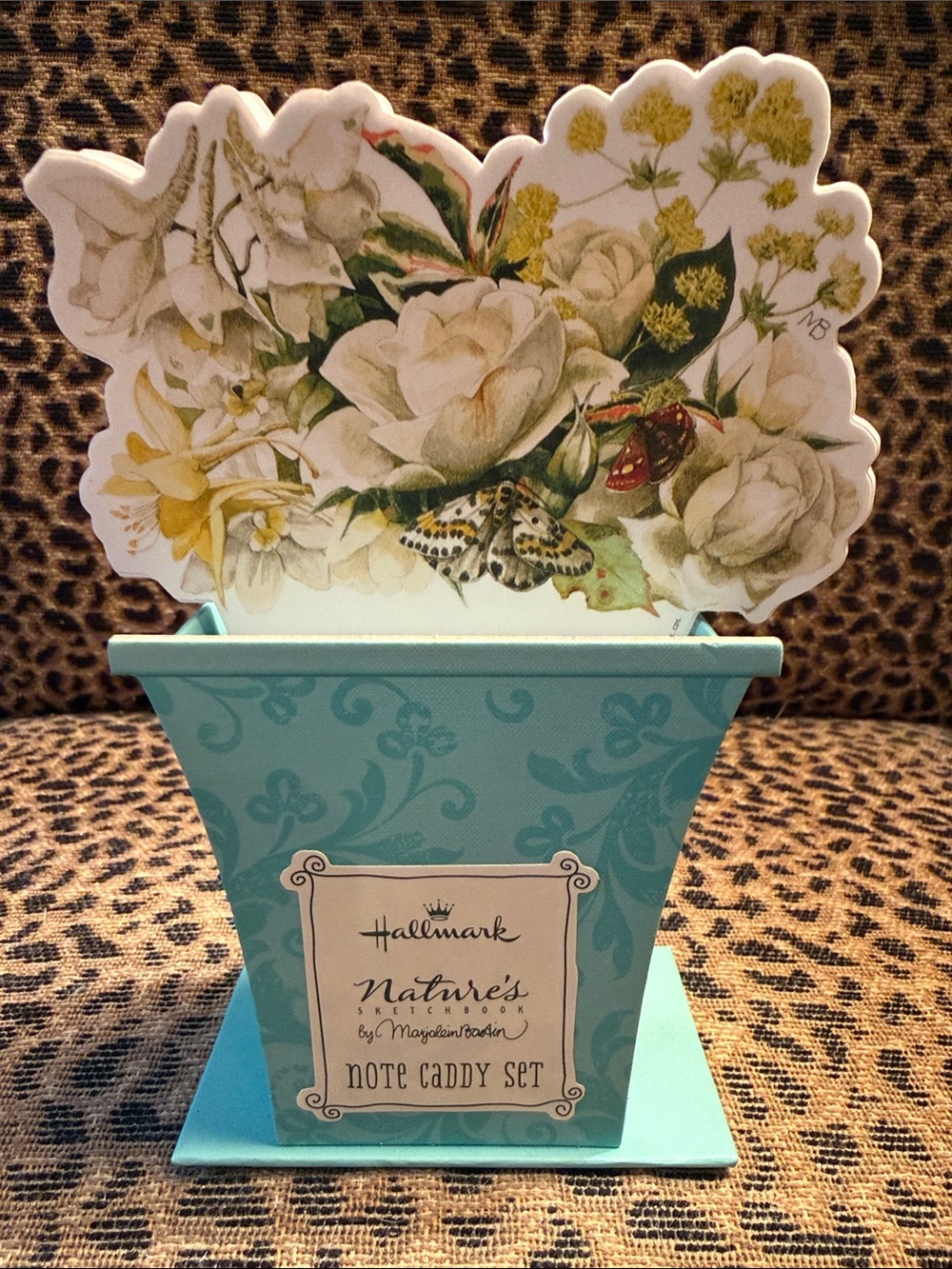 Hallmark Aqua Floral Note Caddy Set